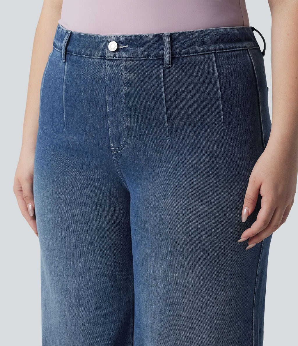 Halara Flex™ Jean large casual grande taille taille haute ventre plat avec poches
