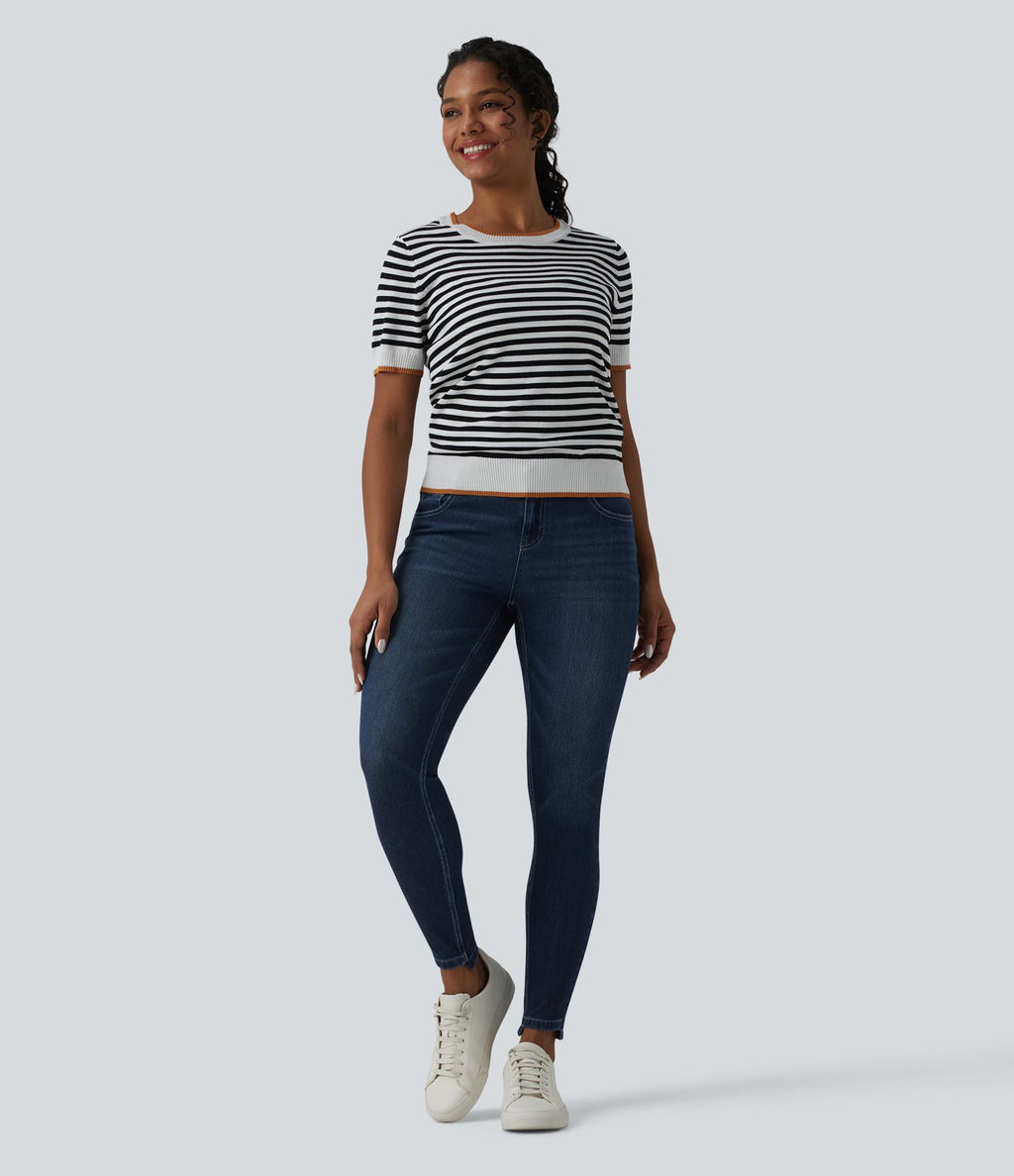 Jean skinny 7/8 décontracté taille basse Halara Flex™ avec poches