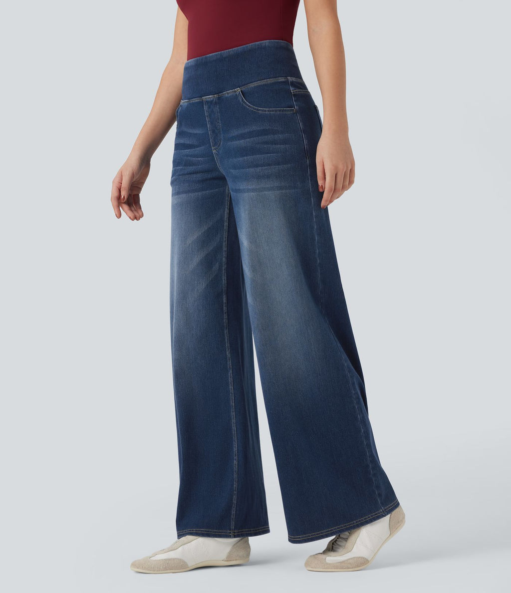 Jean décontracté ample gainant taille mi-haute avec poches Halara Flex™