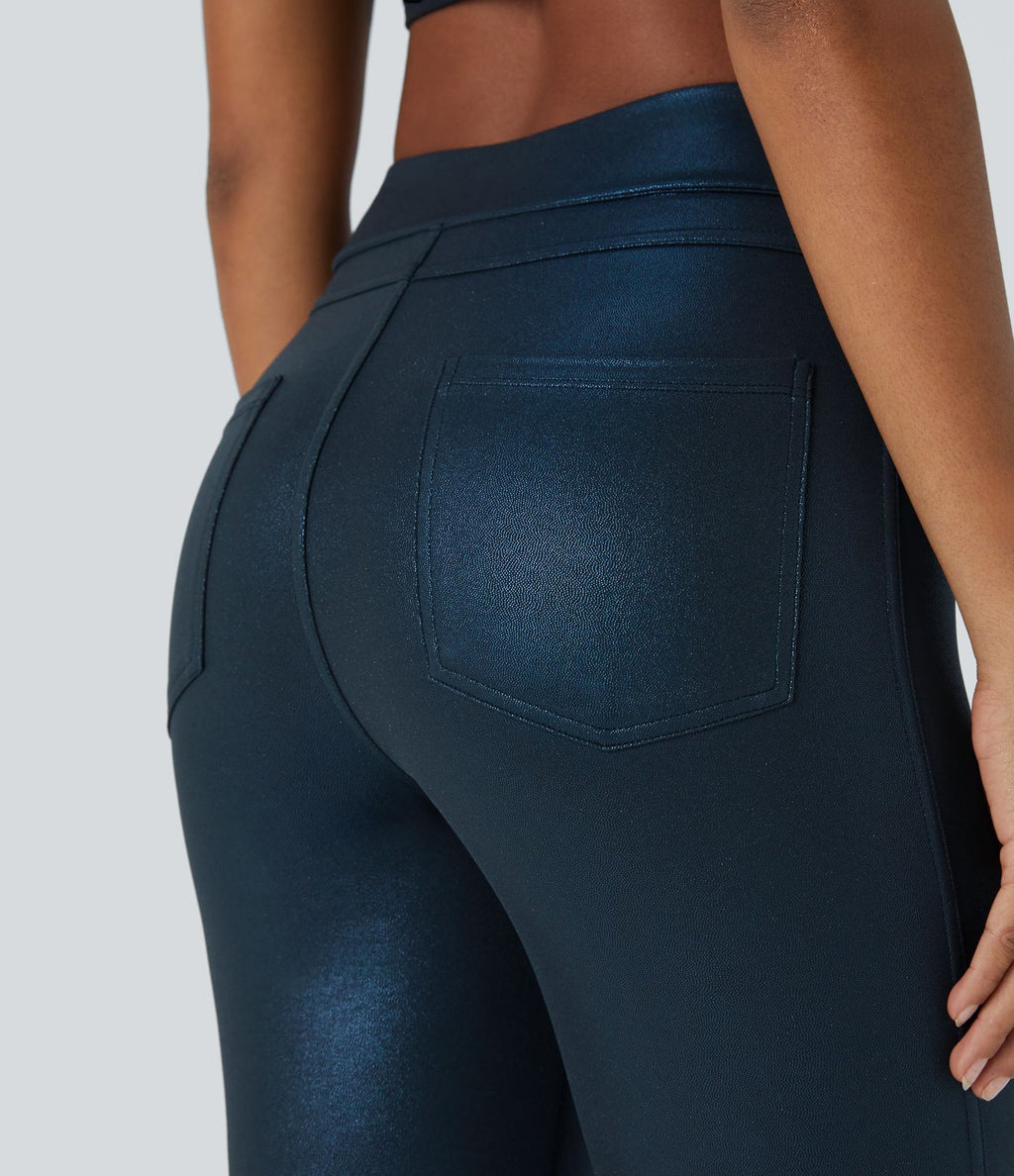 Softlyzero™ Legging Travail Taille Haute Tissu Enduit Poche Latérale Arrière
