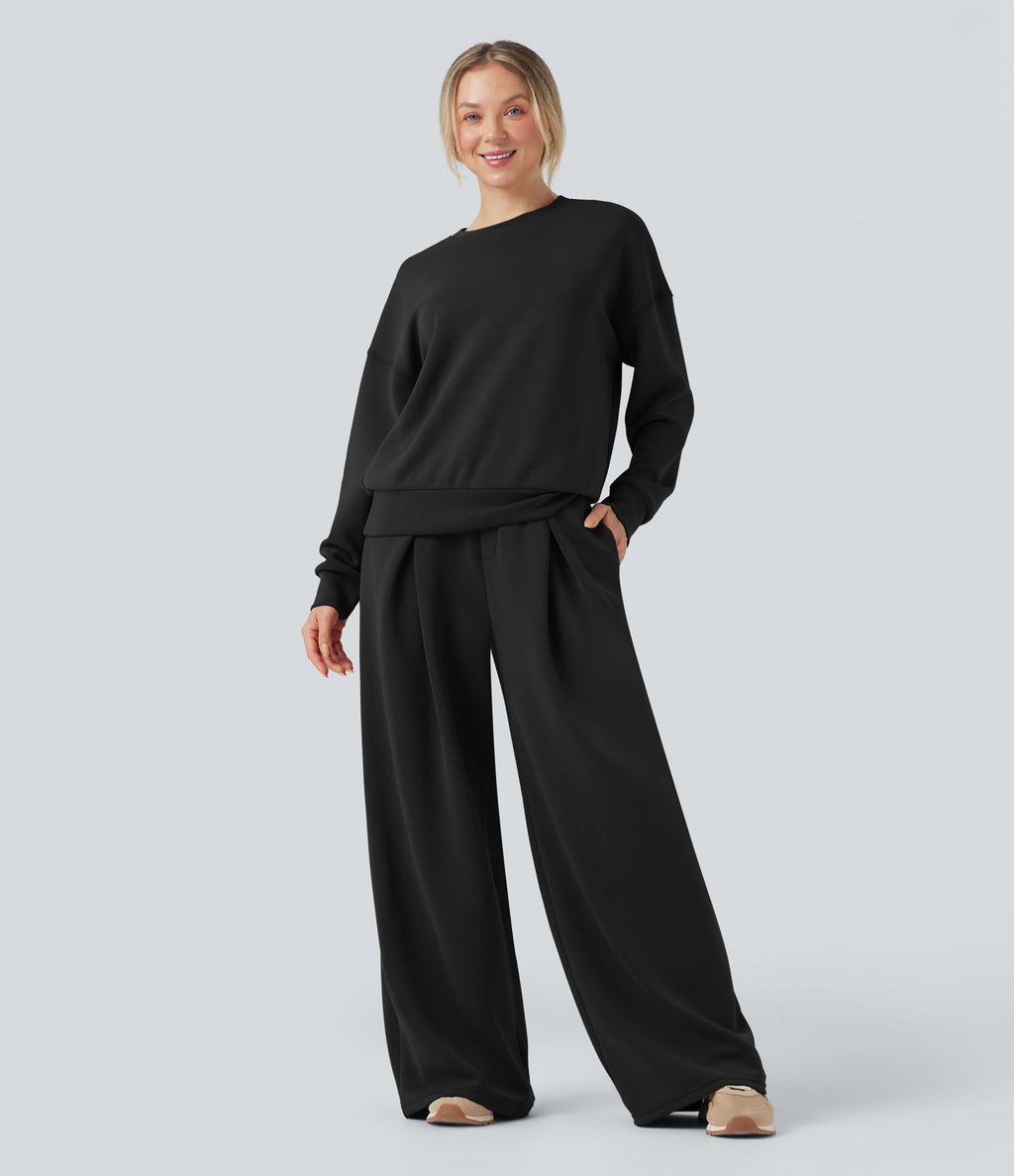 Pantalon décontracté SpacerTek™ baggy taille mi-haute, dos croisé avec cordon de serrage et poches