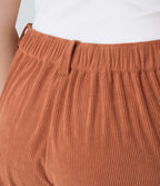 Pantalon Casual Grande Taille Velours Côtelé Taille Mi-haute Boutonnés Fermeture Éclair Poches Latérales