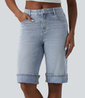 Short tailleur Halara Flex™ denim casual taille mi-haute avec poches
