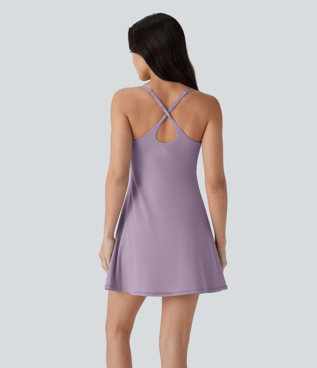 Softlyzero™ Plush Robe de danse courte dos nu avec short intégré - Version Easy Peasy