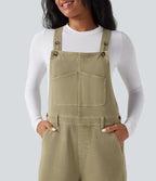 Salopette denim Halara Flex™ 7/8 coupe barrel avec poches