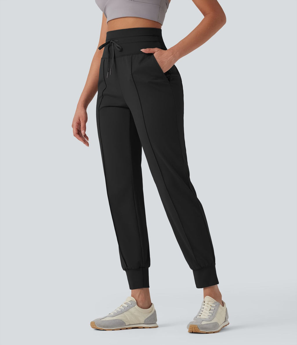 Jogging yoga taille haute cordon séchage rapide avec poches - UPF40+