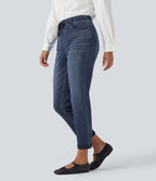 Jean décontracté slim Halara Flex™ taille haute avec cordon de serrage, ourlet retroussé et poches