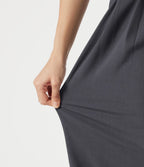 Pantalon casual ample toucher lin taille mi-haute à poches