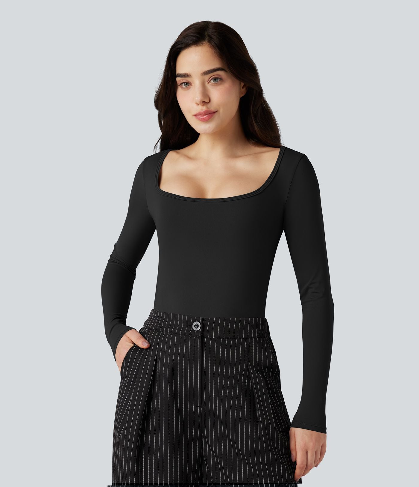 T-shirt tailleur SoftlyZero™ Airy col échancré manches longues