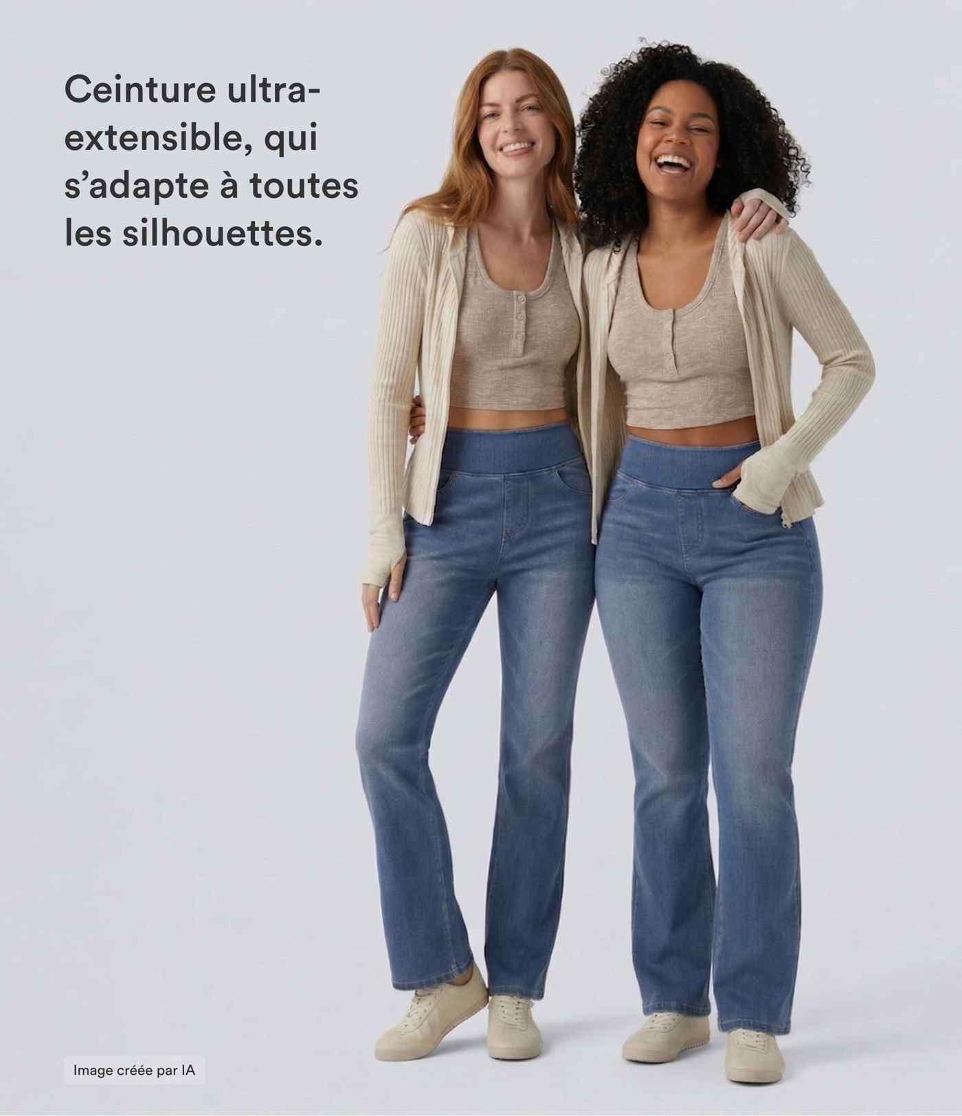 Jean Halara Flex™ Curvy taille haute bootcut délavé décontracté avec poches
