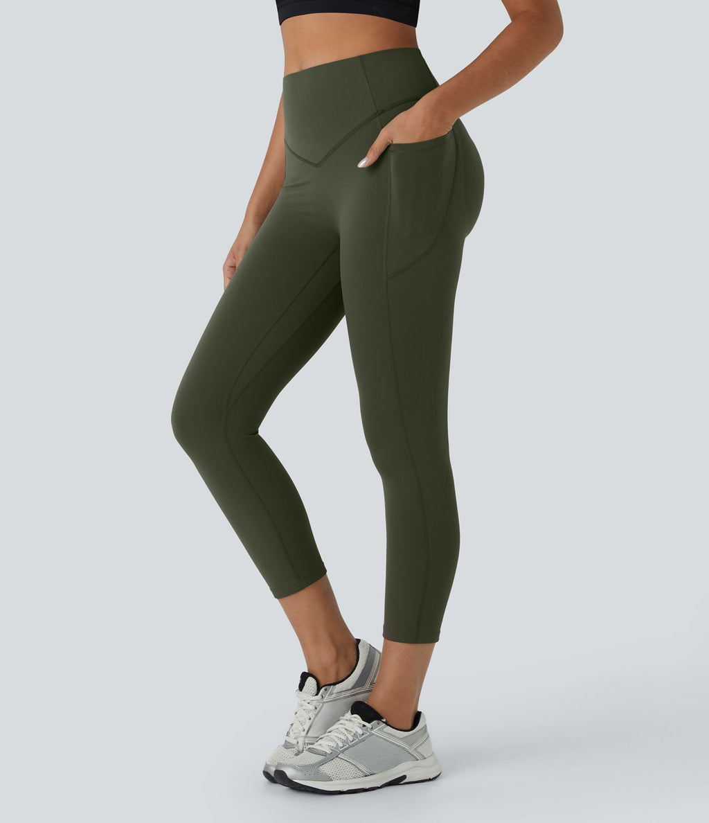 Legging corsaire d'entraînement gainant galbant taille haute avec effet scrunch et poches Halara UltraSculpt™