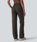 Pantalon bootcut de yoga taille haute croisée avec poches