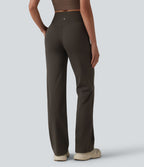Pantalon bootcut de yoga taille haute croisée avec poches
