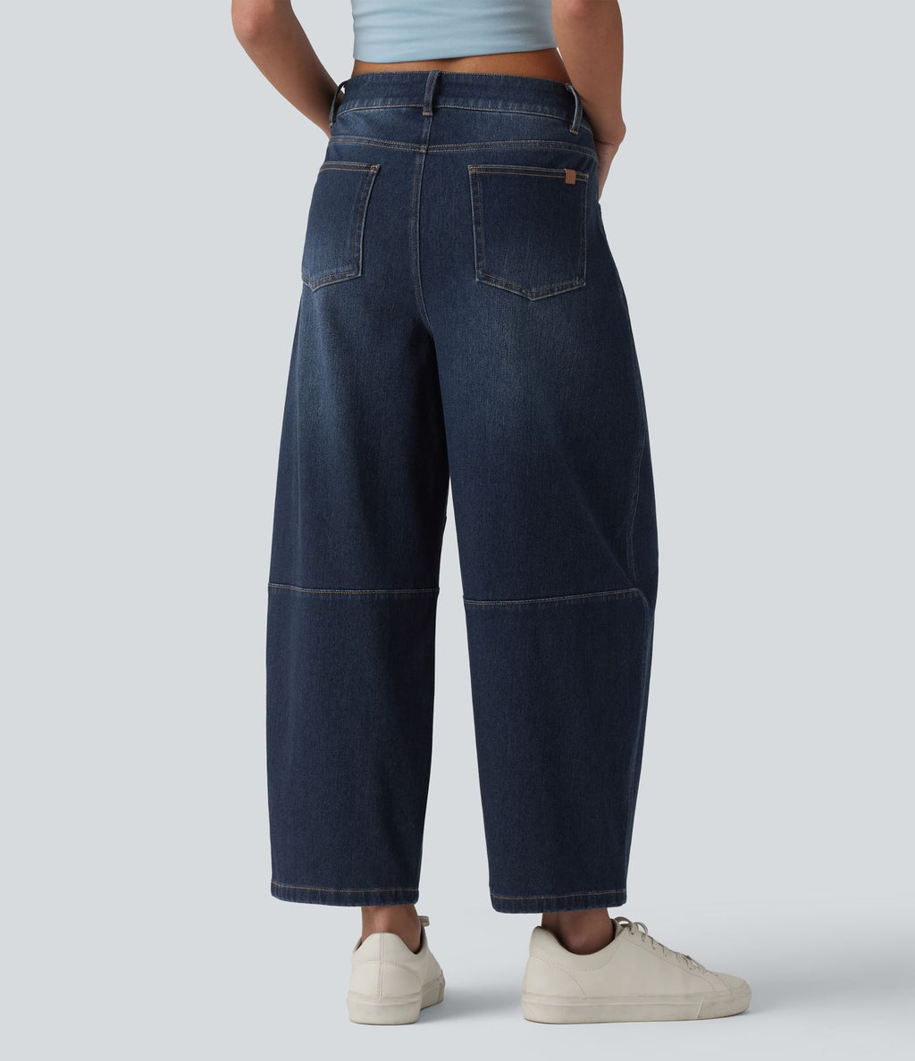 Jean Barrel 7/8 taille basse Halara Flex™ avec poches zippées
