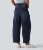 Jean Barrel 7/8 taille basse Halara Flex™ avec poches zippées