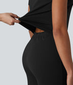 DayStretch Combinaison col rond à manches courtes avec empiècements en mesh contrasté – Édition Easy Peasy