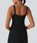 Robe de yoga active 2-en-1 Softlyzero™ Plush dos nu avec bonnets moulés push-up fermeture éclair bretelles ajustables et poches - Easy Peasy