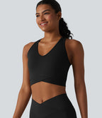 Débardeur de yoga SoftlyZero™ court col V dos nageur ourlet croisé avec brassière intégrée effet frais InstantCool, protection solaire UPF50+