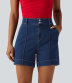 Short en jean casual taille haute Halara Flex™ 12,5 cm avec poches