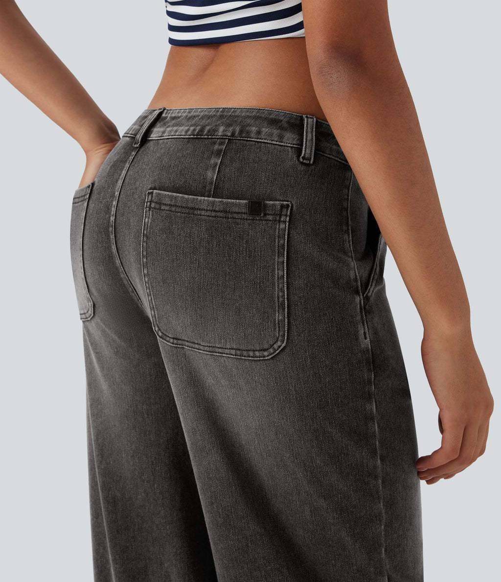 Jean parachute casual Halara Flex™ tricot extensible taille basse cordon ajustable avec multiples poches