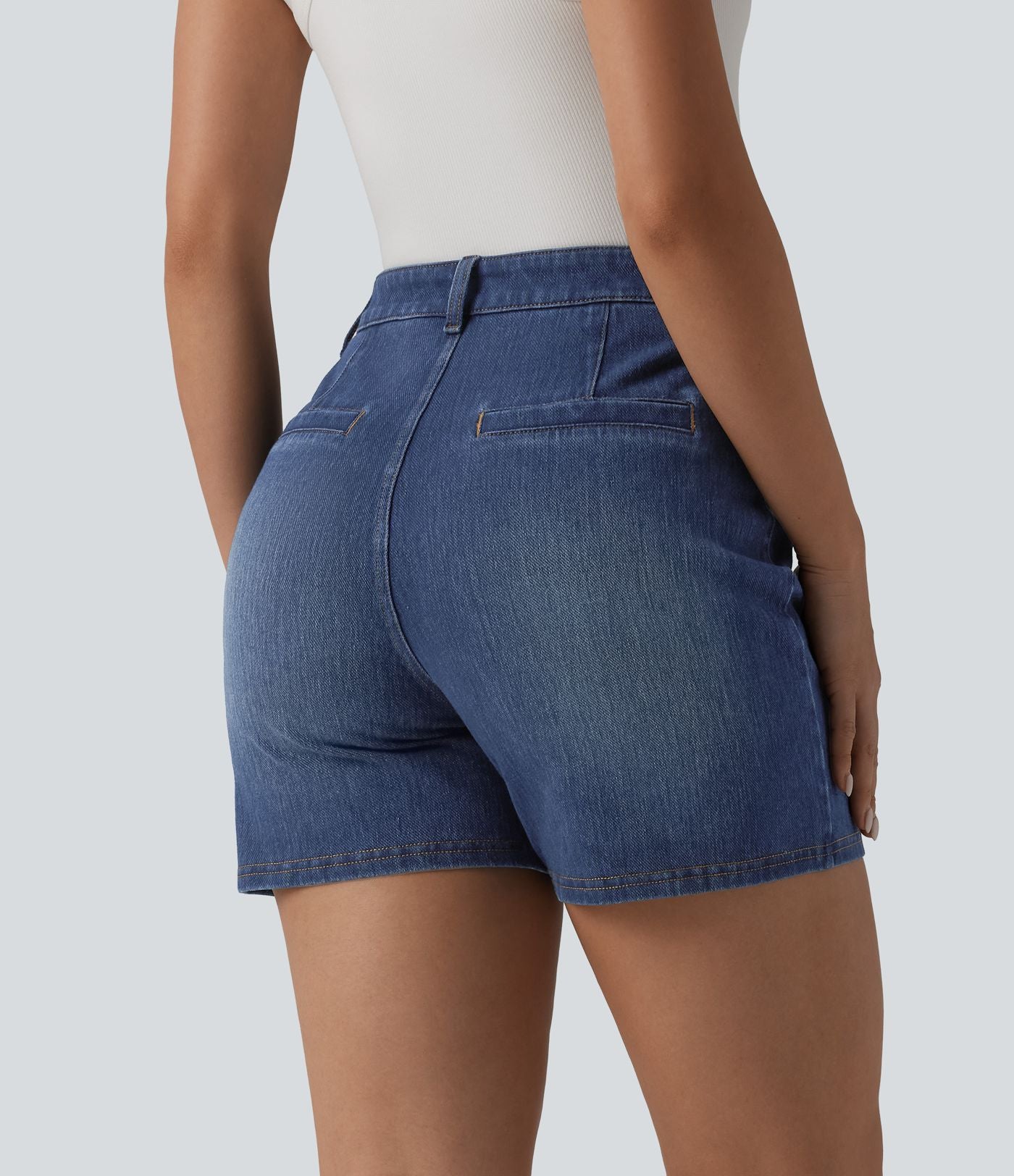 Short denim décontracté Halara Flex™ délavé taille haute 10 cm avec poches