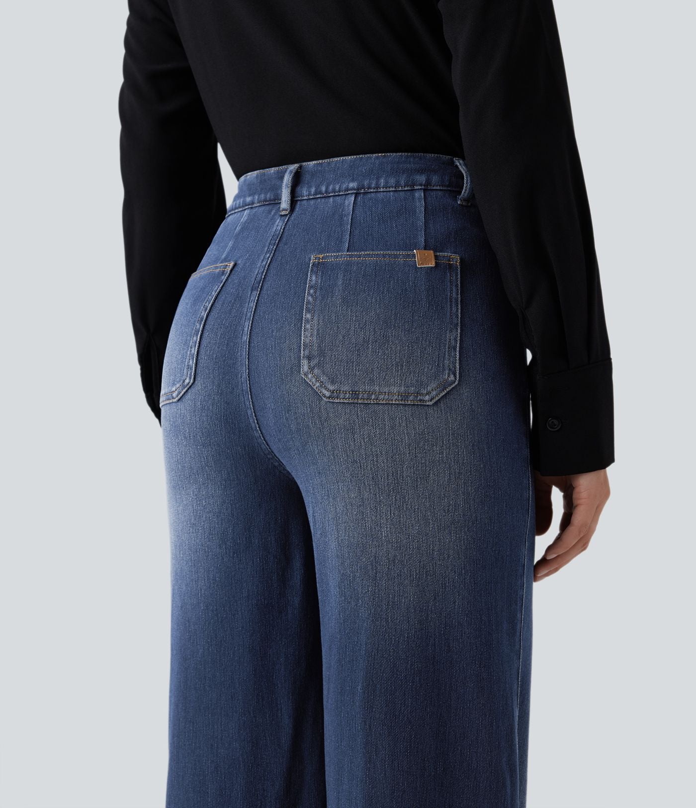 Halara Flex™ Jean large décontracté taille haute gainant avec poches