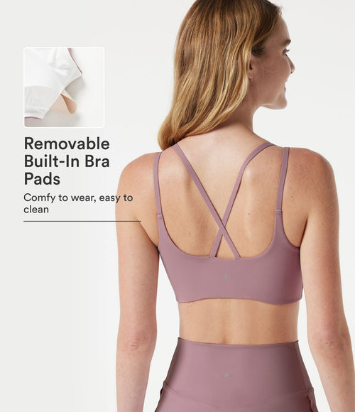 Brassière de sport yoga à maintien léger, col V, brassière intégrée, à effet frais InstantCool, séchage rapide, protection solaire UPF50+
