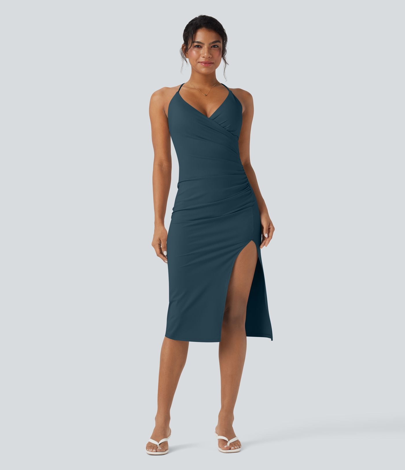 Robe moulante SoftlyZero™ Airy croisée froncée laçage effet frais InstantCool, bonnets E-G, protection solaire UPF50+