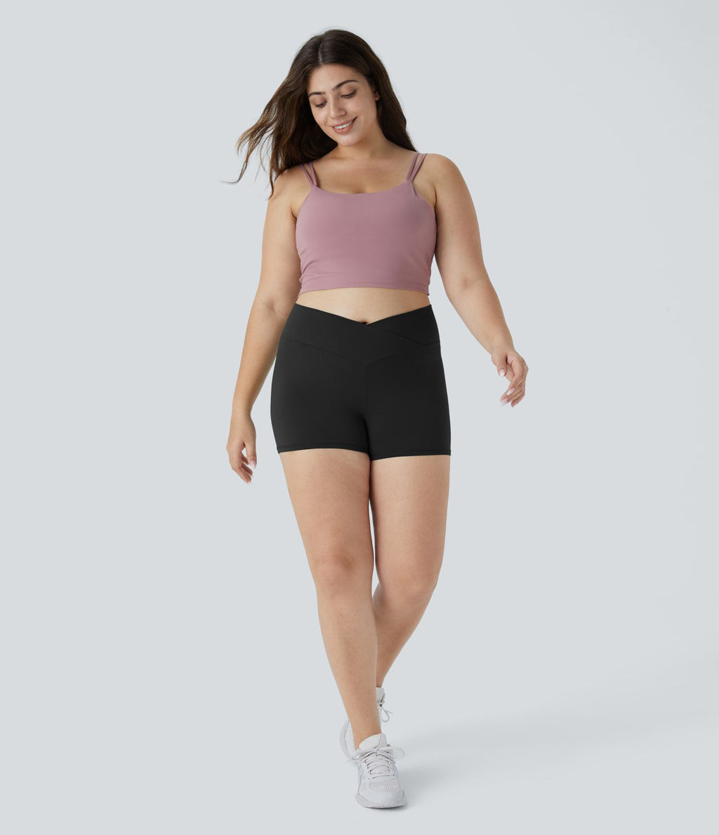 Softlyzero™ Short 7,5cm Bike Yoga à Taille Haute Croisée Unie Grande Taille