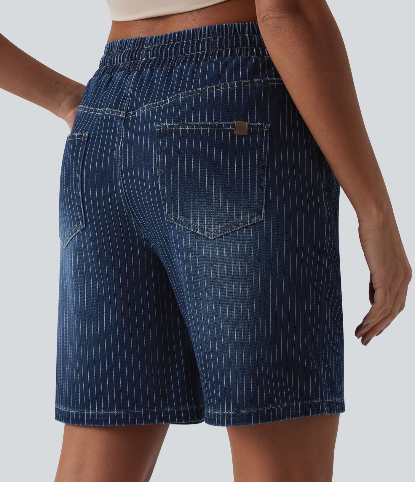 Halara Flex™ Short en denim taille mi-haute avec cordon de serrage et poches