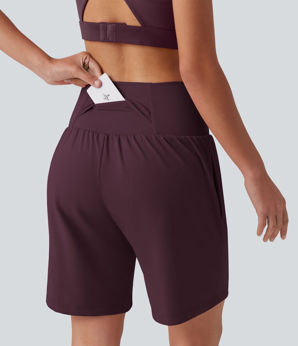 Short de yoga SoftlyZero™ Airy 2-en-1, taille haute, croisé, à effet frais InstantCool, 17,5 cm, avec poches