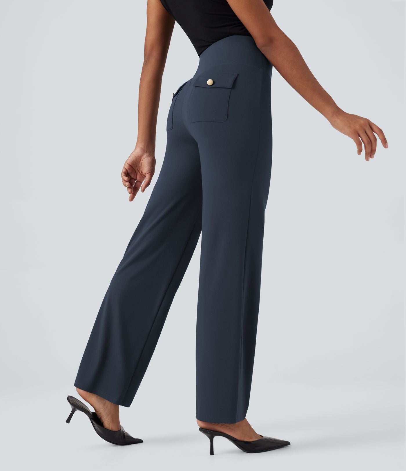 Pantalon de travail droit gainant taille haute avec poches Halara UltraSculpt™