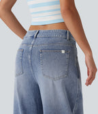 Jean Barrel 7/8 taille basse Halara Flex™ avec poches zippées