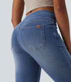 Jean Halara Flex™ Curvy taille haute bootcut délavé décontracté avec poches