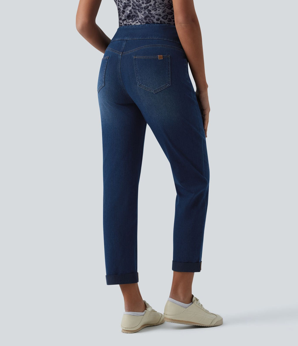 Halara Flex™ Jean 7/8 casual taille haute ventre plat à ourlet retroussé, avec poches