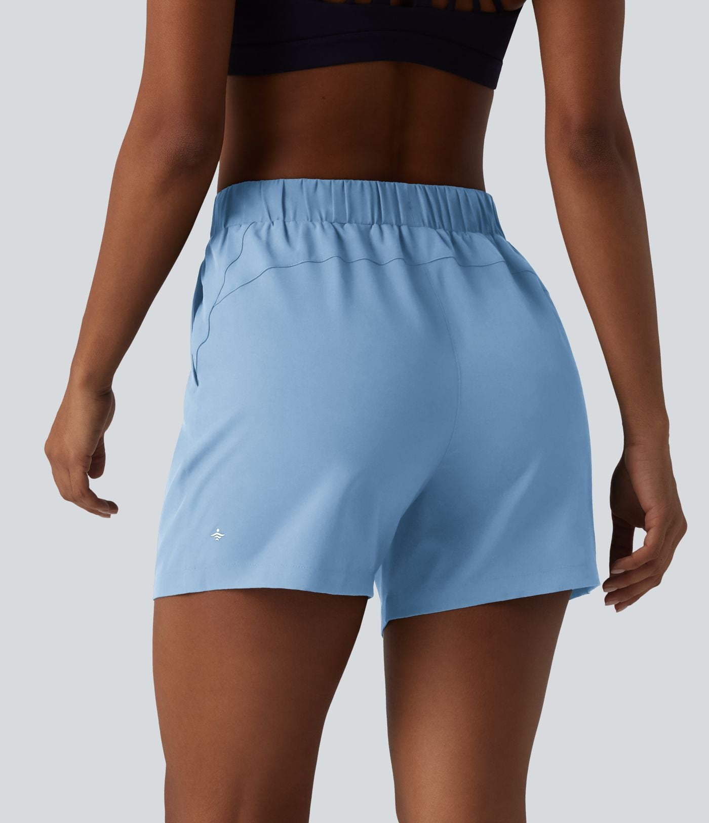 Short de yoga plissé taille haute élastique 12,5 cm avec cordon de serrage et poches