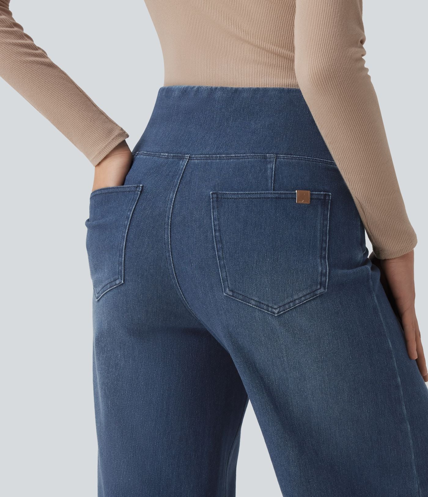 Halara Flex™ Jean large taille haute croisée ventre plat avec poches
