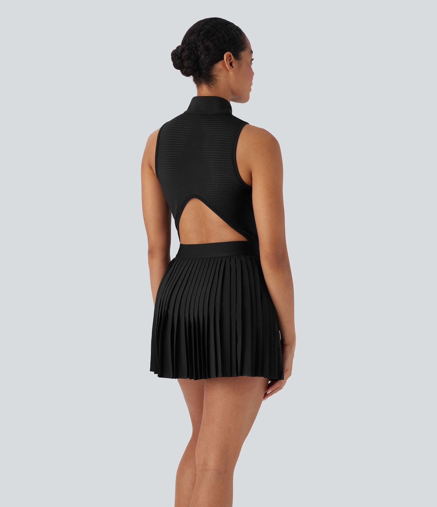 Robe de tennis courte 2-en-1 sans manches ajourée plissée à séchage rapide Breezeful™ avec poches latérales