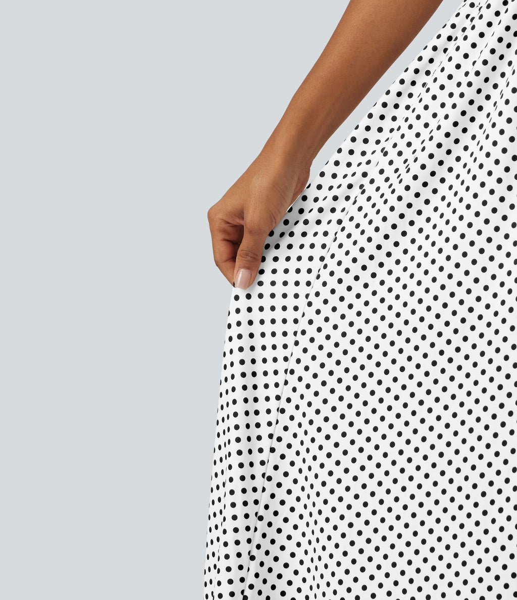 Robe midi casual fluide à pois sans manches dos nu avec brassière intégrée croisée et poches - Bonnets DD-F
