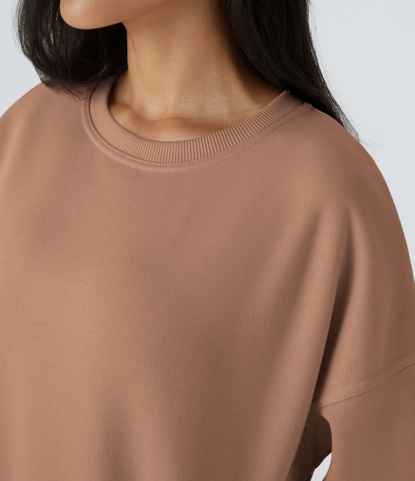Sweat-shirt décontracté en polaire, col rond, manches longues, poches latérales, coupe oversize