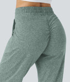Jogging Yoga Froncé Taille Haute Cordon de Serrage Poche Latérale