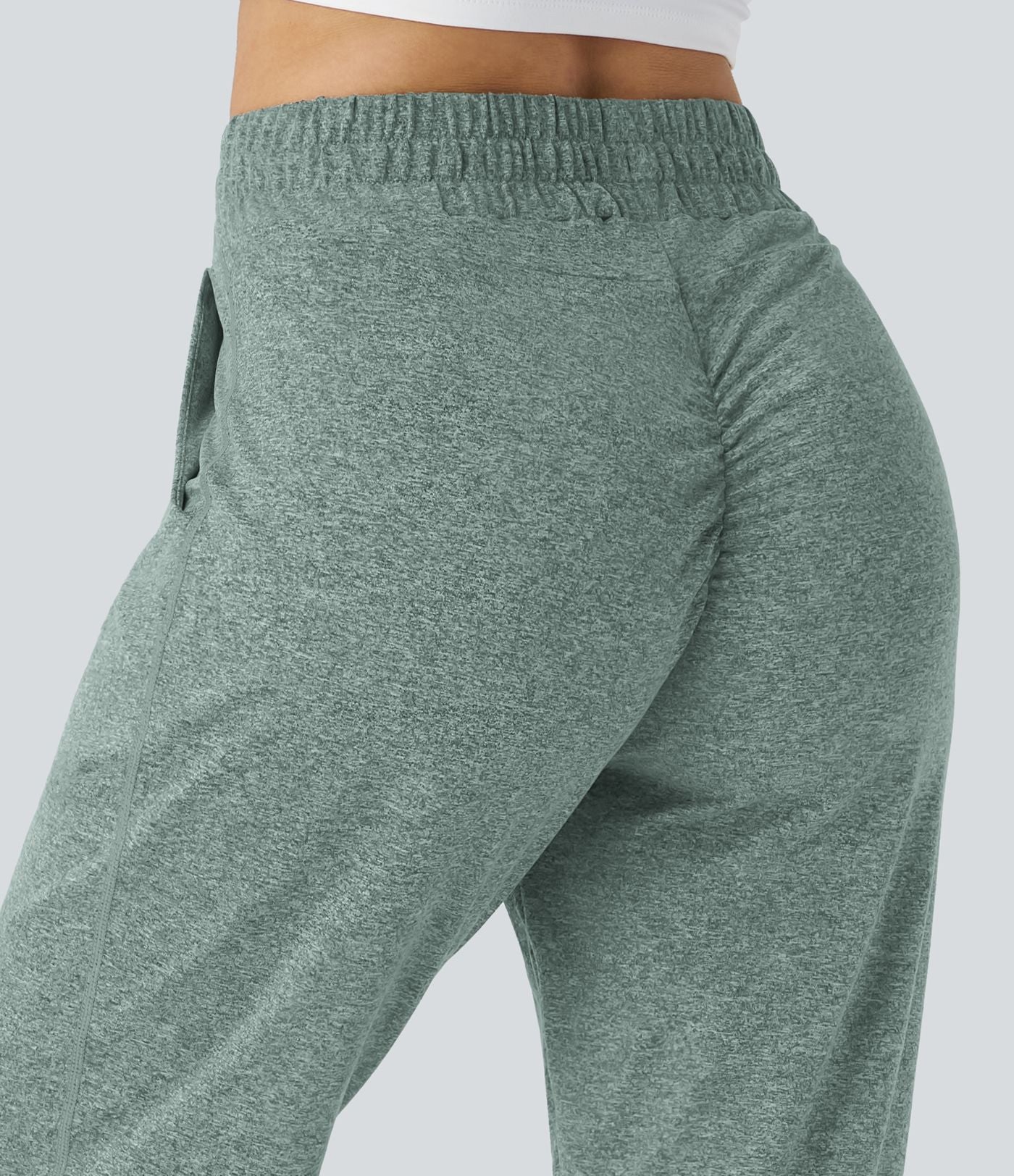 Jogging Yoga Froncé Taille Haute Cordon de Serrage Poche Latérale