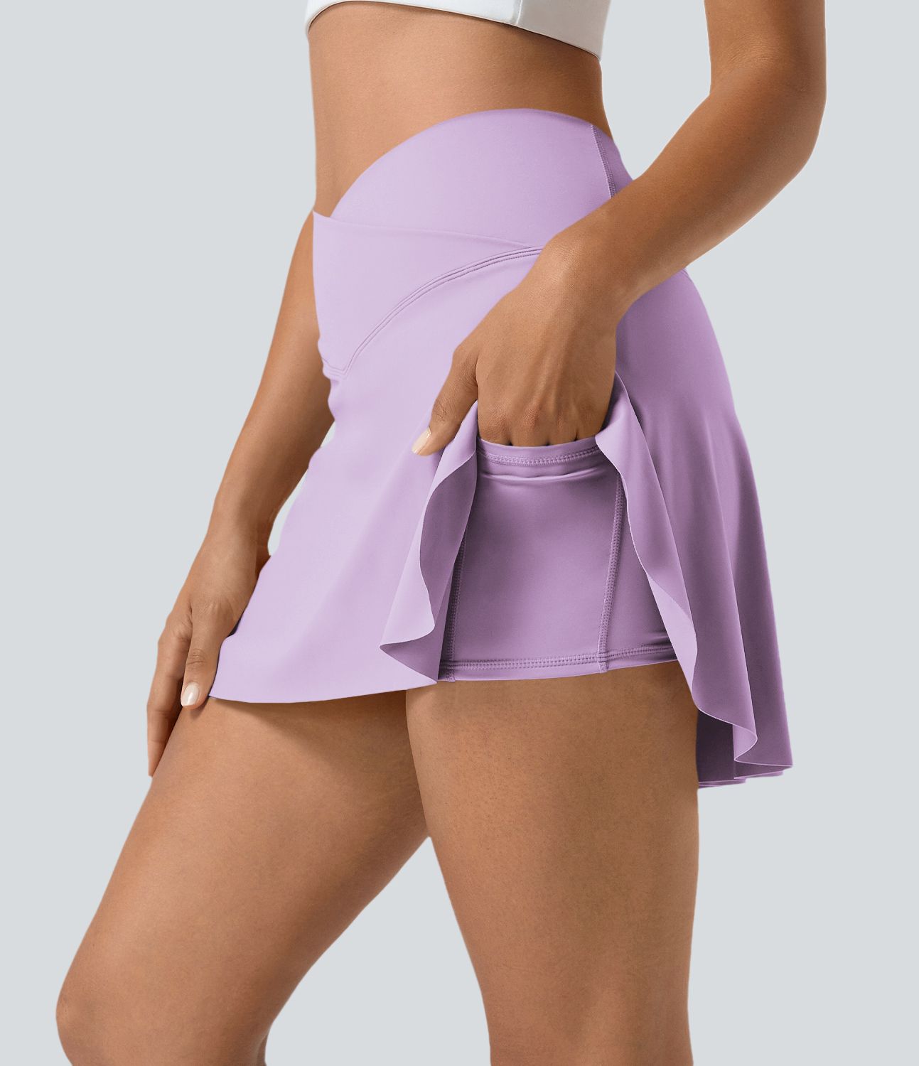 Jupe de tennis mini 2-en-1 quotidienne SoftlyZero™ Airy avec croisement, poche latérale et effet frais InstantCool, Lucid, protection solaire UPF50+