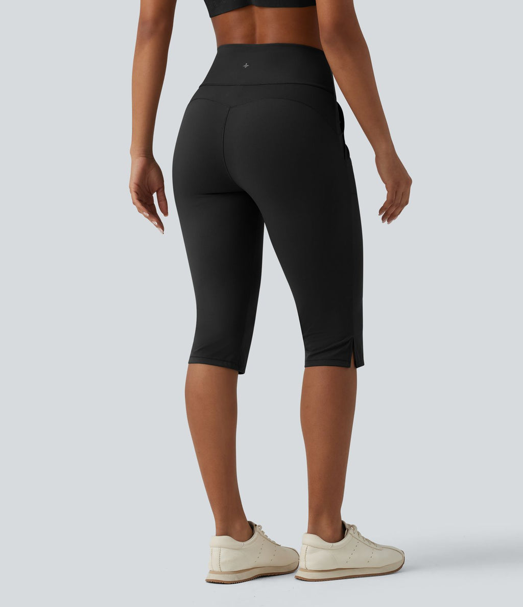 Pantalon yoga Halara UltraSculpt™ coupe corsaire effet ventre plat, taille haute, ourlet fendu avec poches