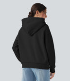 Sweat-shirt coton polaire à capuche cordon de serrage manches longues avec poches