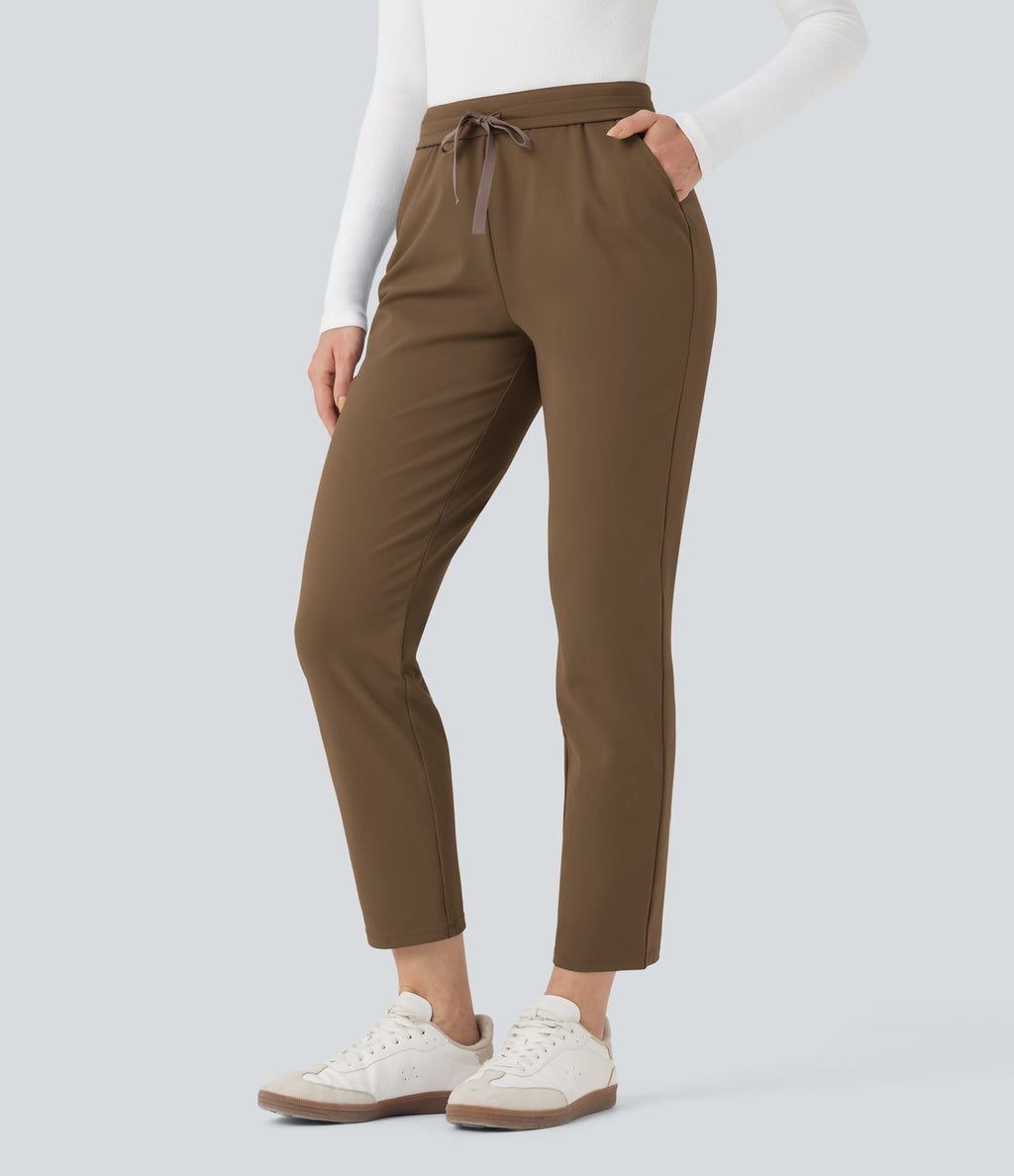 Pantalon de travail ajusté 7/8 repliable taille haute avec cordon de serrage Halara Flex™ DayStretch avec poches
