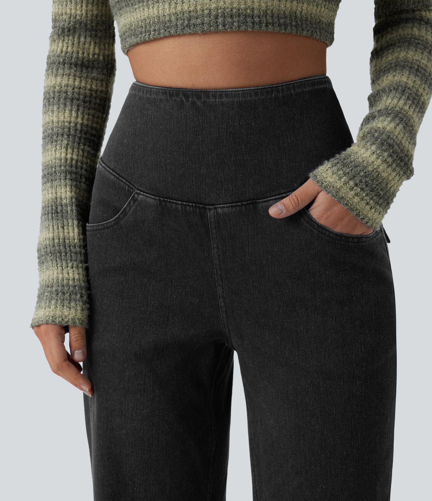 Jean Halara Flex™ taille haute gainant coupe droite décontracté avec poches