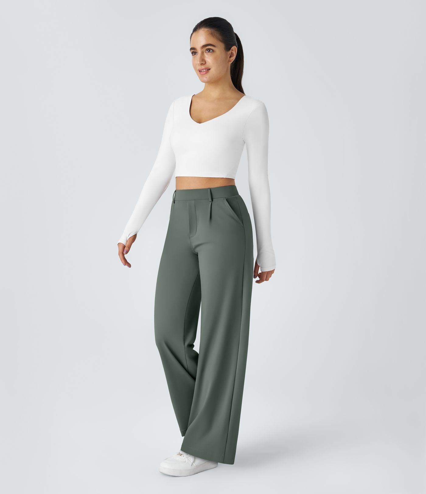 Pantalon tailleur Halara Flex™ DayStretch coupe droite taille haute avec poches