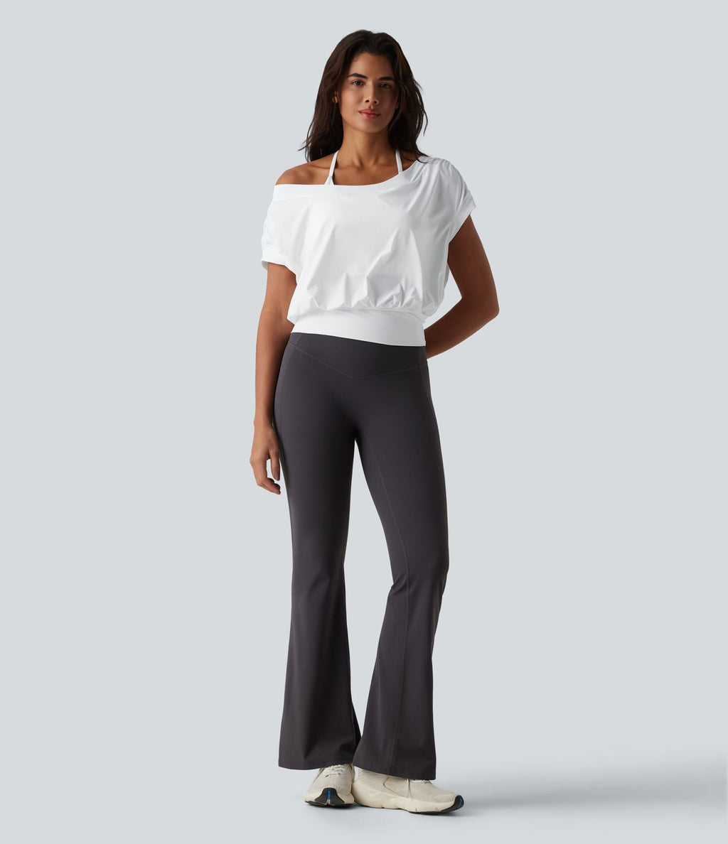 Haut de sport yoga épaules dénudées manches courtes oversize effet frais InstantCool séchage rapide