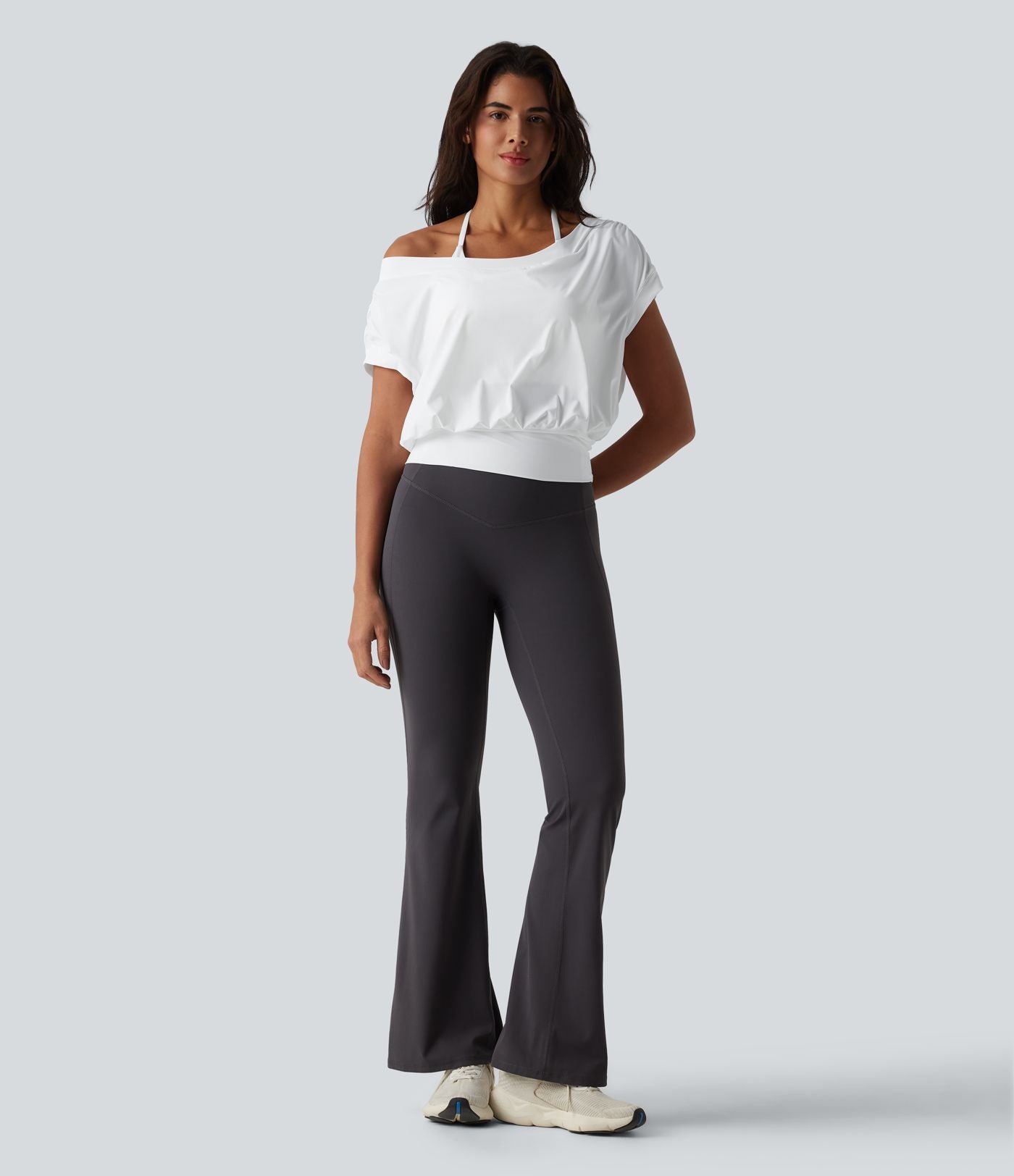 Haut de sport yoga épaules dénudées manches courtes oversize effet frais InstantCool séchage rapide